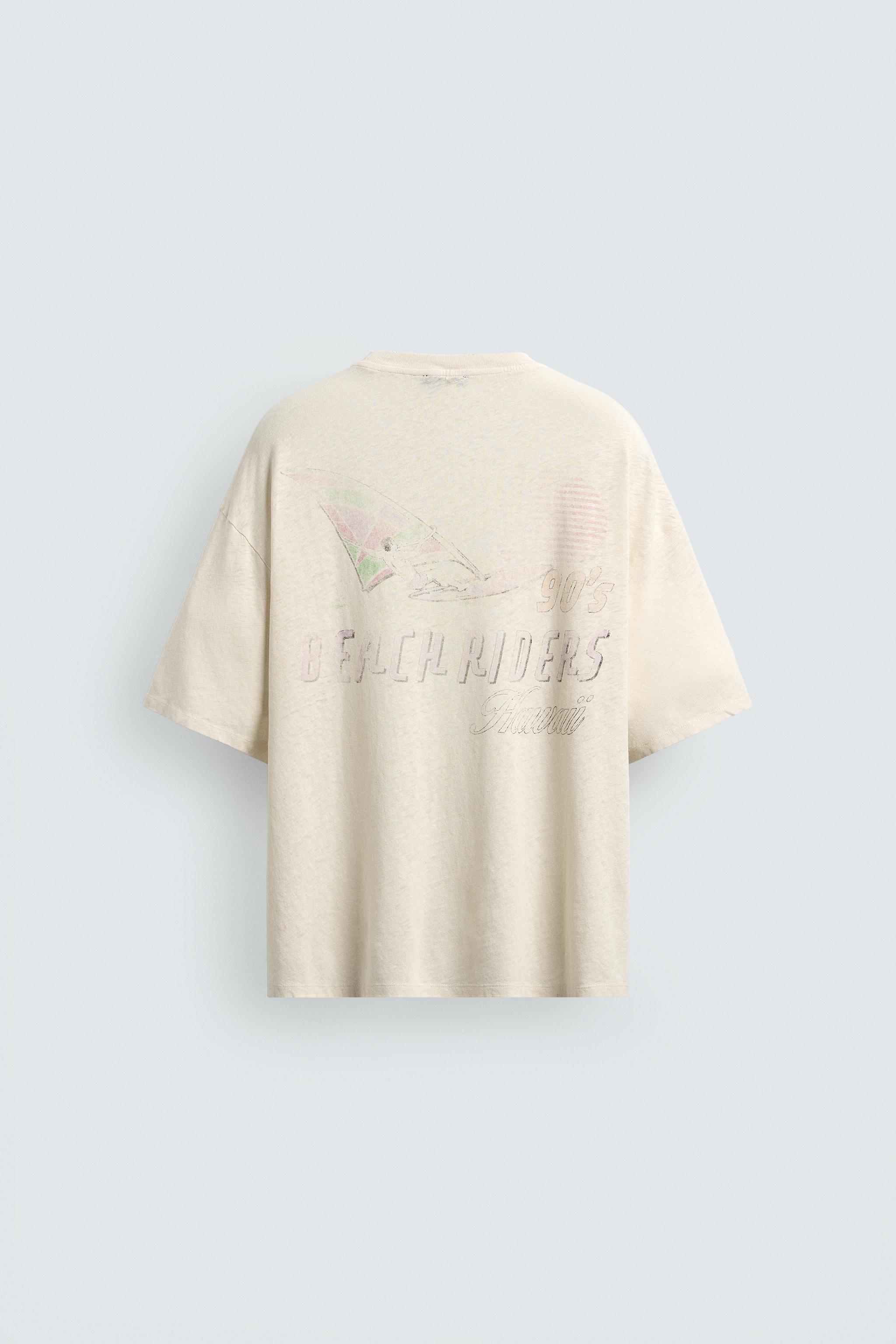 T-SHIRT DÉLAVÉ EN COTON ET LIN HAWAII