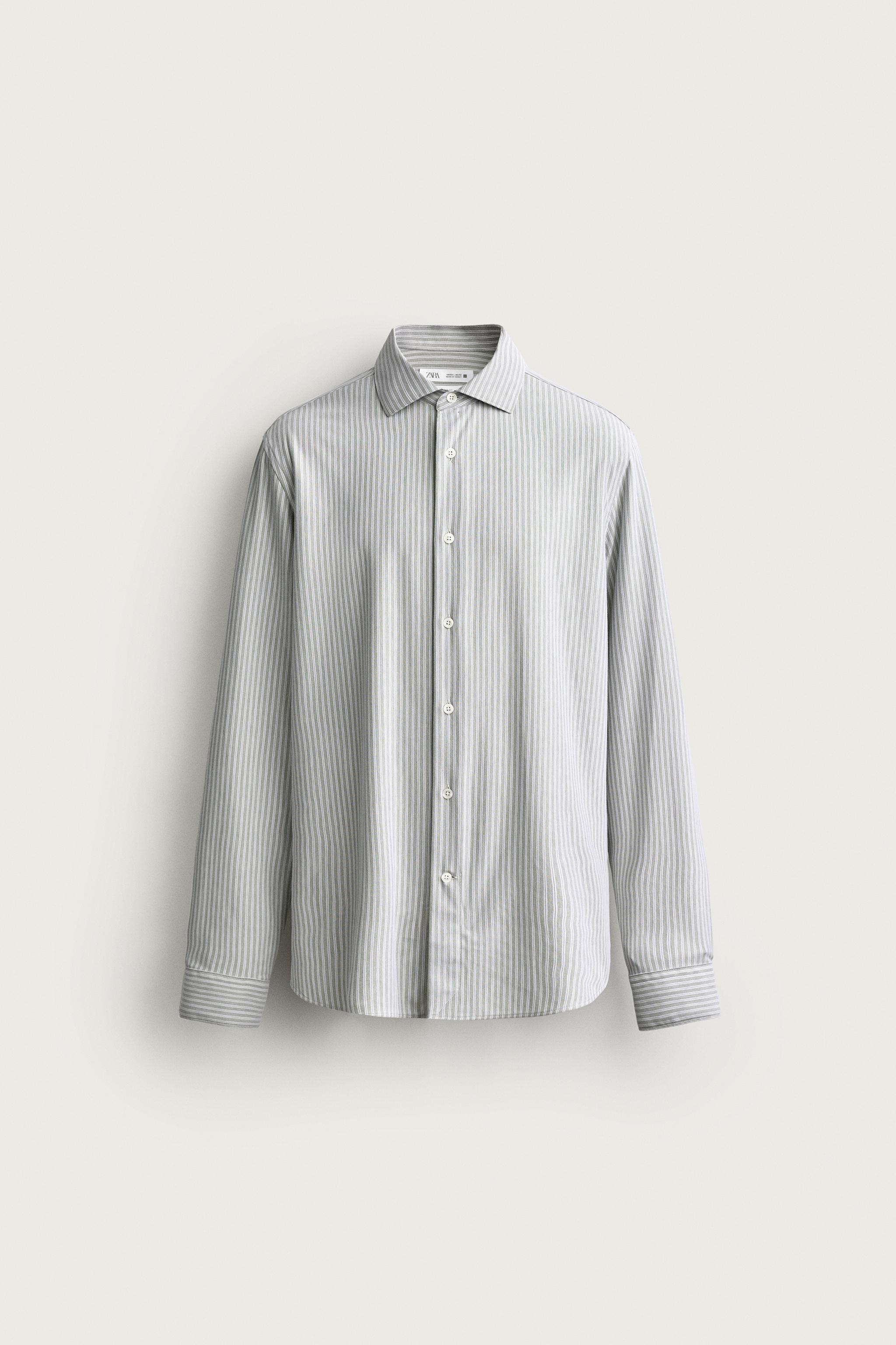 REGULAR FIT SHIRT — Green / Ecru