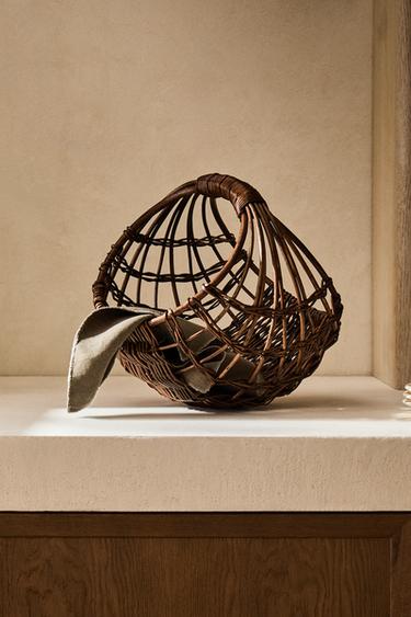 CORBEILLE RANGEMENT ROTIN - Marron foncé de Zara