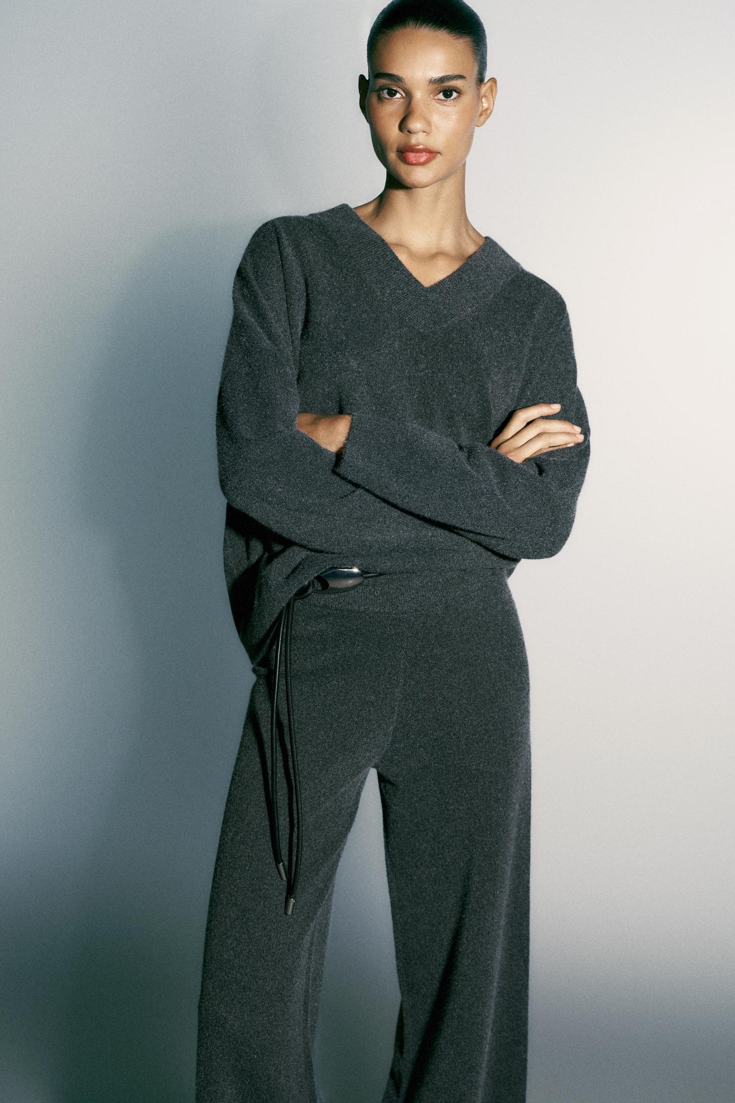 Женский свитер Zara Oversized Knit, цвет: Серый — фото 5