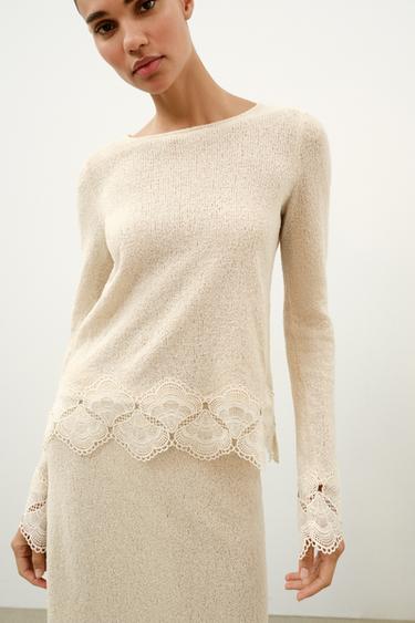 JUPE RUSTIQUE AU CROCHET - Sable de Zara - Image 2