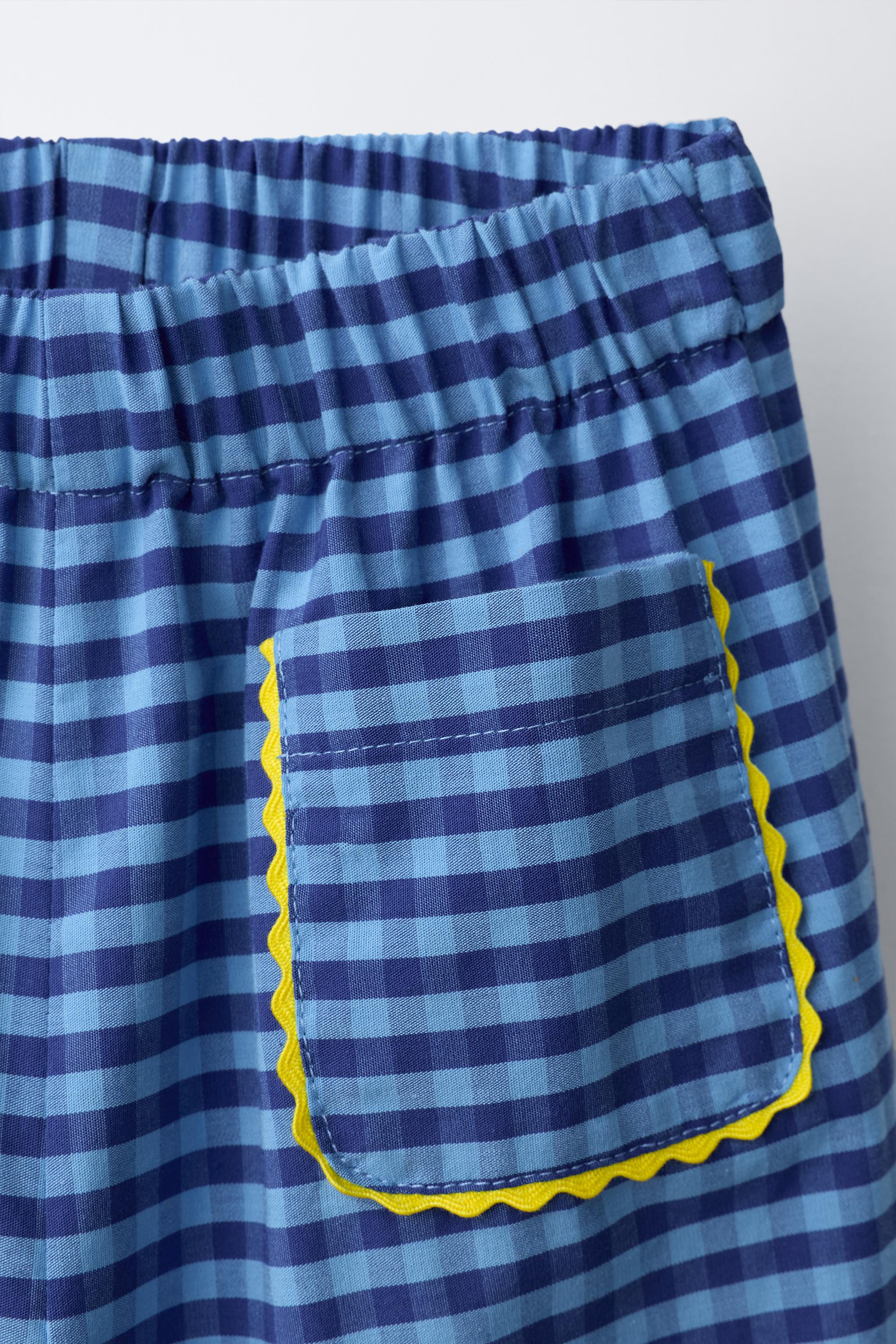EMBROIDERED LEMON GINGHAM CULOTTES CASA LAWA X ZARA KIDS - Bluish