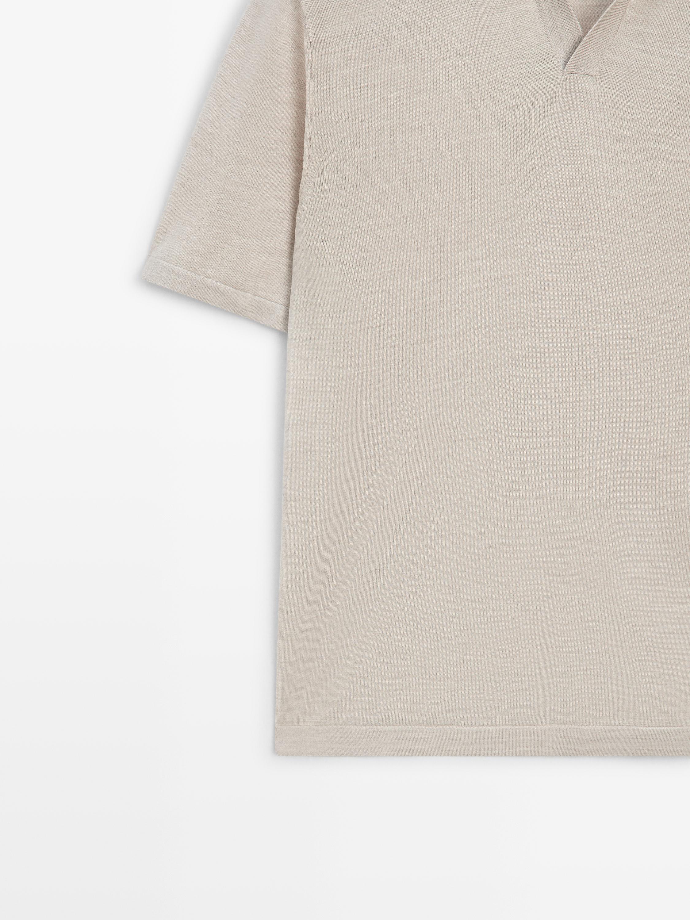 Knit V-neck polo shirt