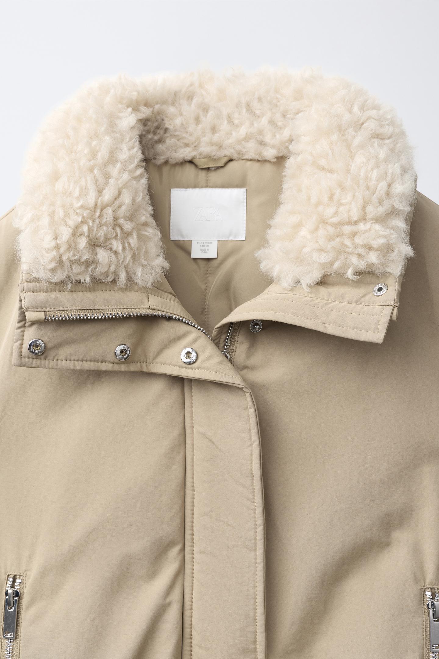 Детская куртка Zara Fur-Effect, цвет: Экрю — фото 10