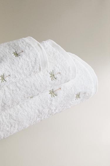 PALM TREE EMBROIDERY BATH TOWEL - Golden by Zara - Image 1