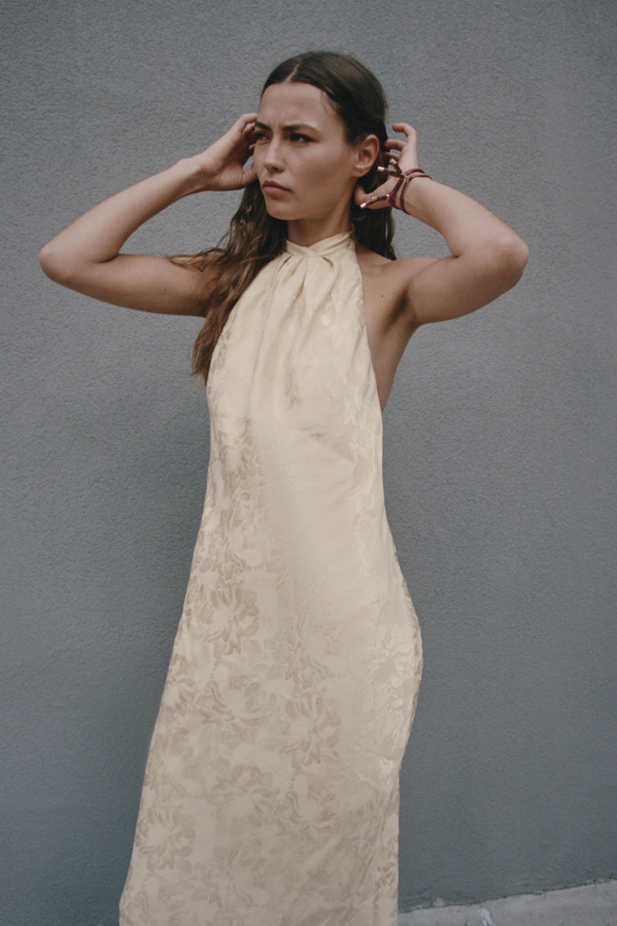 FLORAL JACQUARD MIDI DRESS