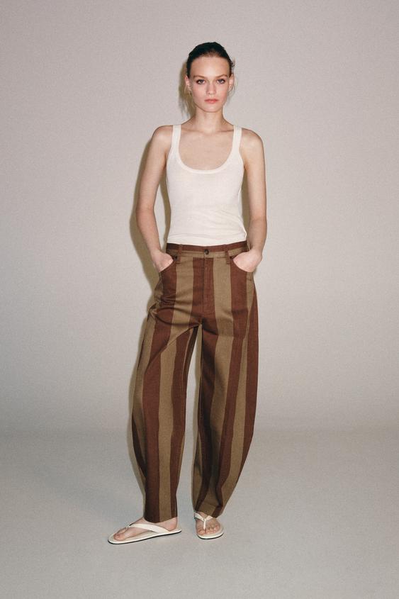 ZW COLLECTION STRIPED HIGH-WAIST TAPERED JEANS - striped by Zara - Image 0