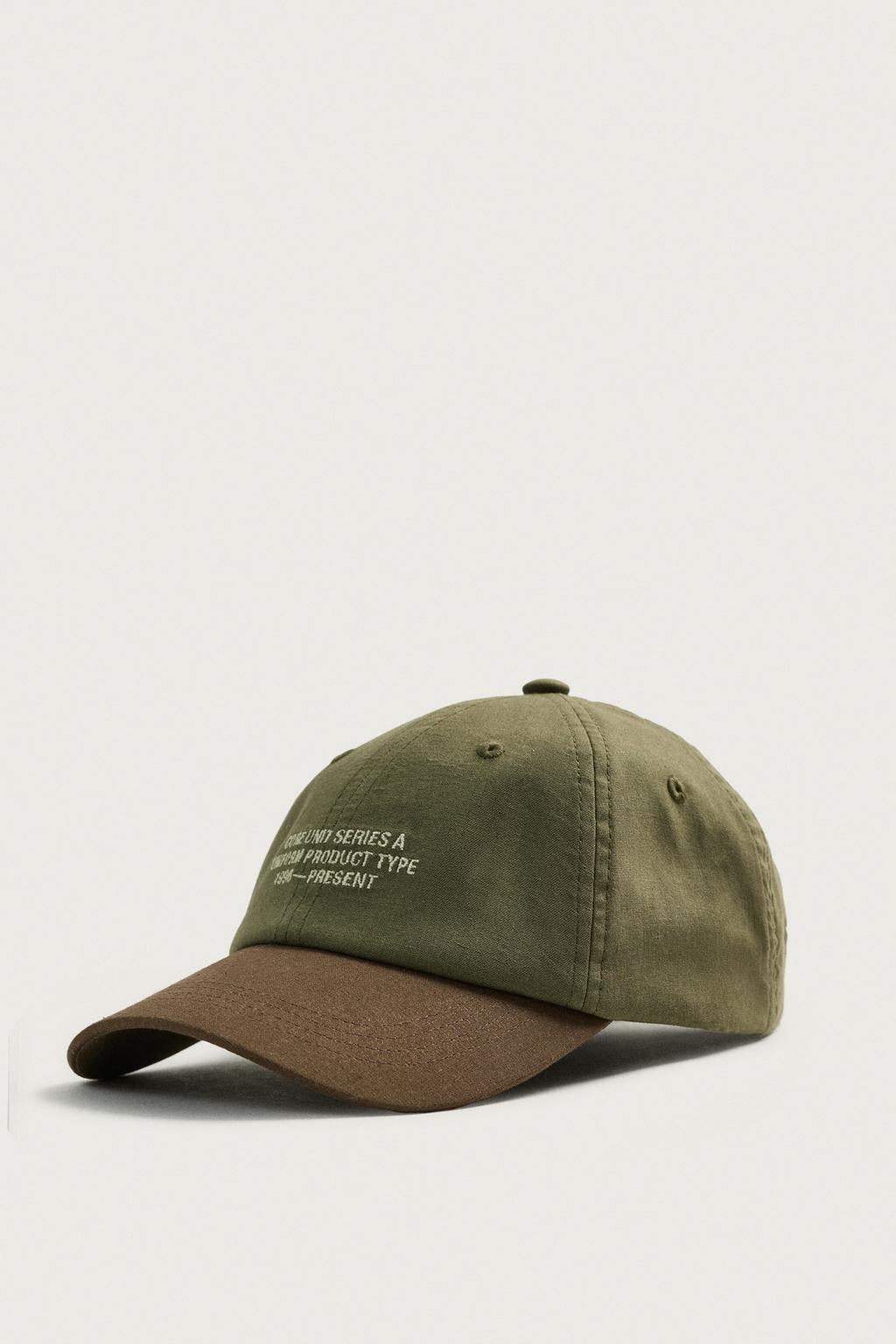 Contrast Embroidered Text Cap — Men's