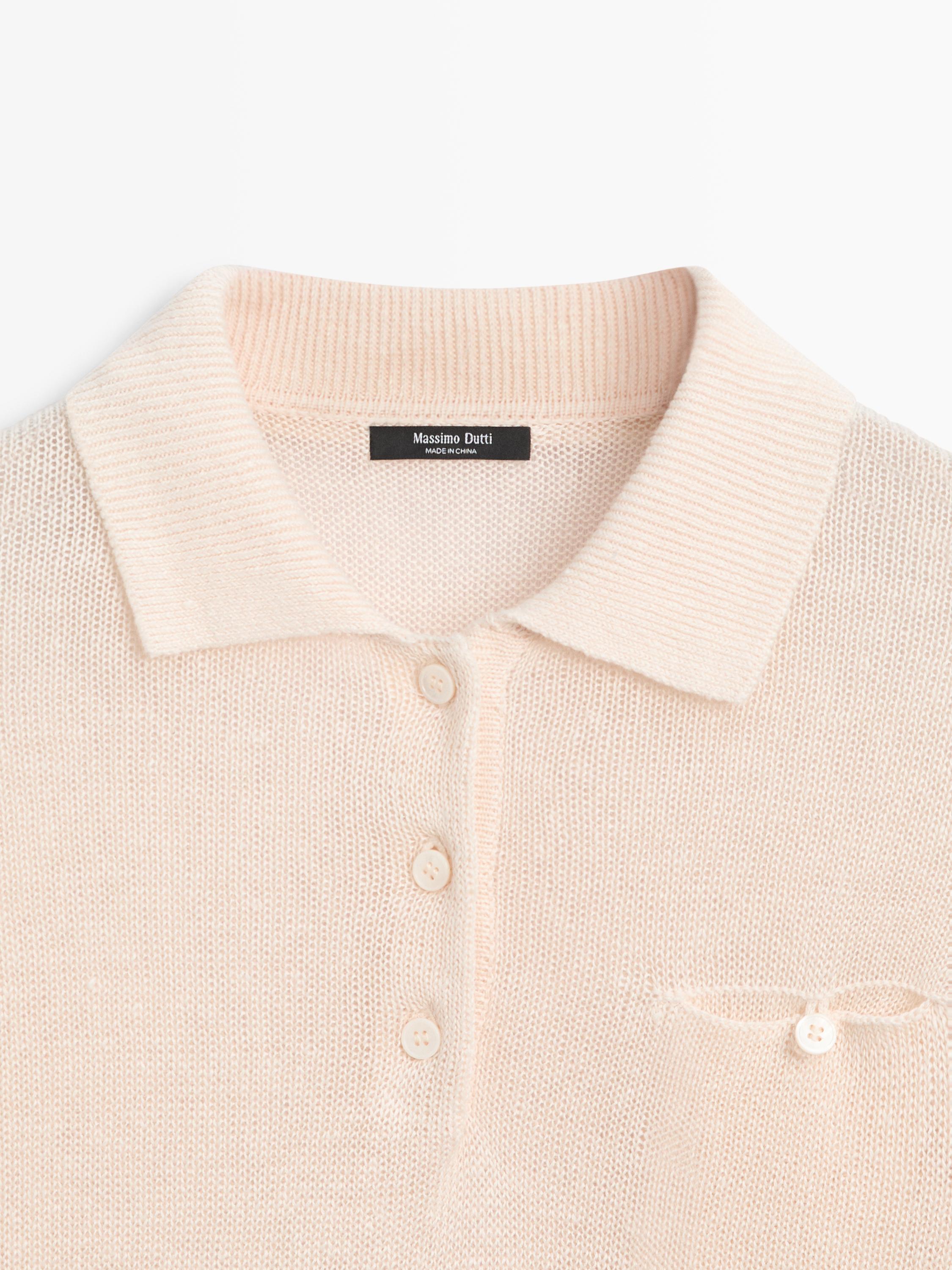 Fine linen polo collar sweater