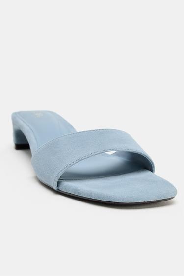 SANDALES À TALONS EN DAIM - Bleu de Zara - Image 4