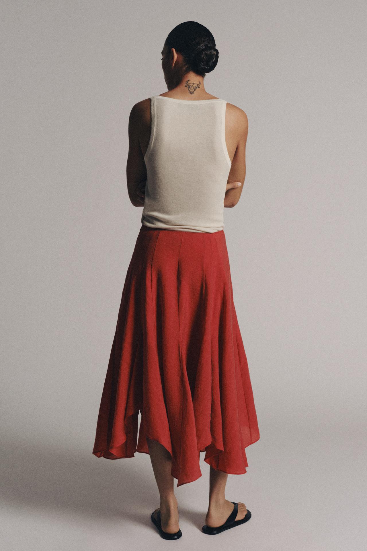 ZW COLLECTION ASYMMETRIC SKIRT — Brick