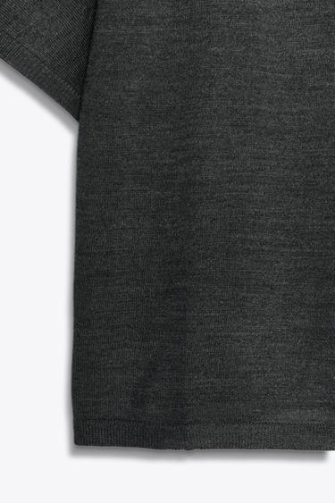 TOP EN MAILLE MANCHES COURTES AVEC LAINE - Gris chiné de Zara - Image 6