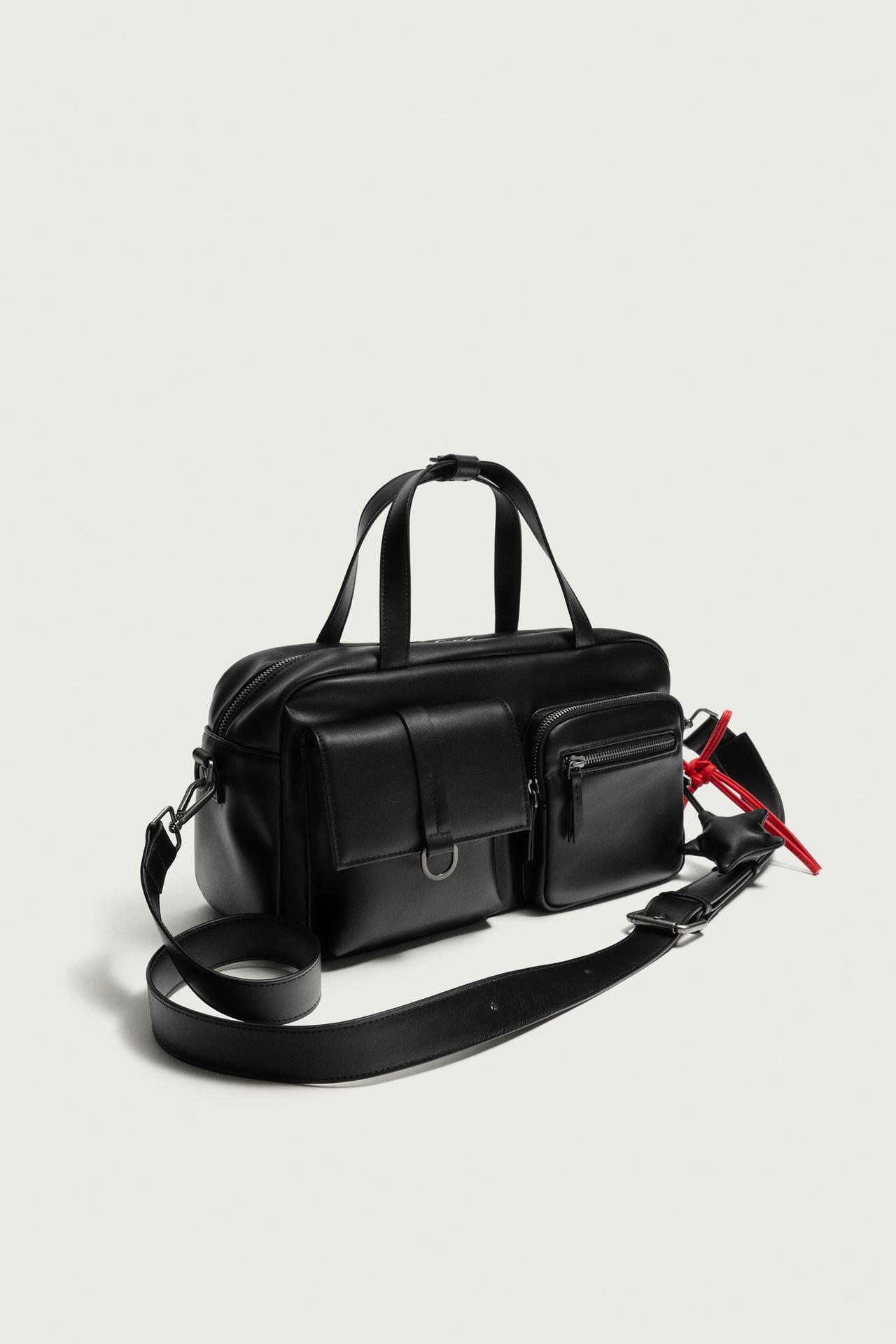 MULTI-POCKET CROSSBODY BAG — Black