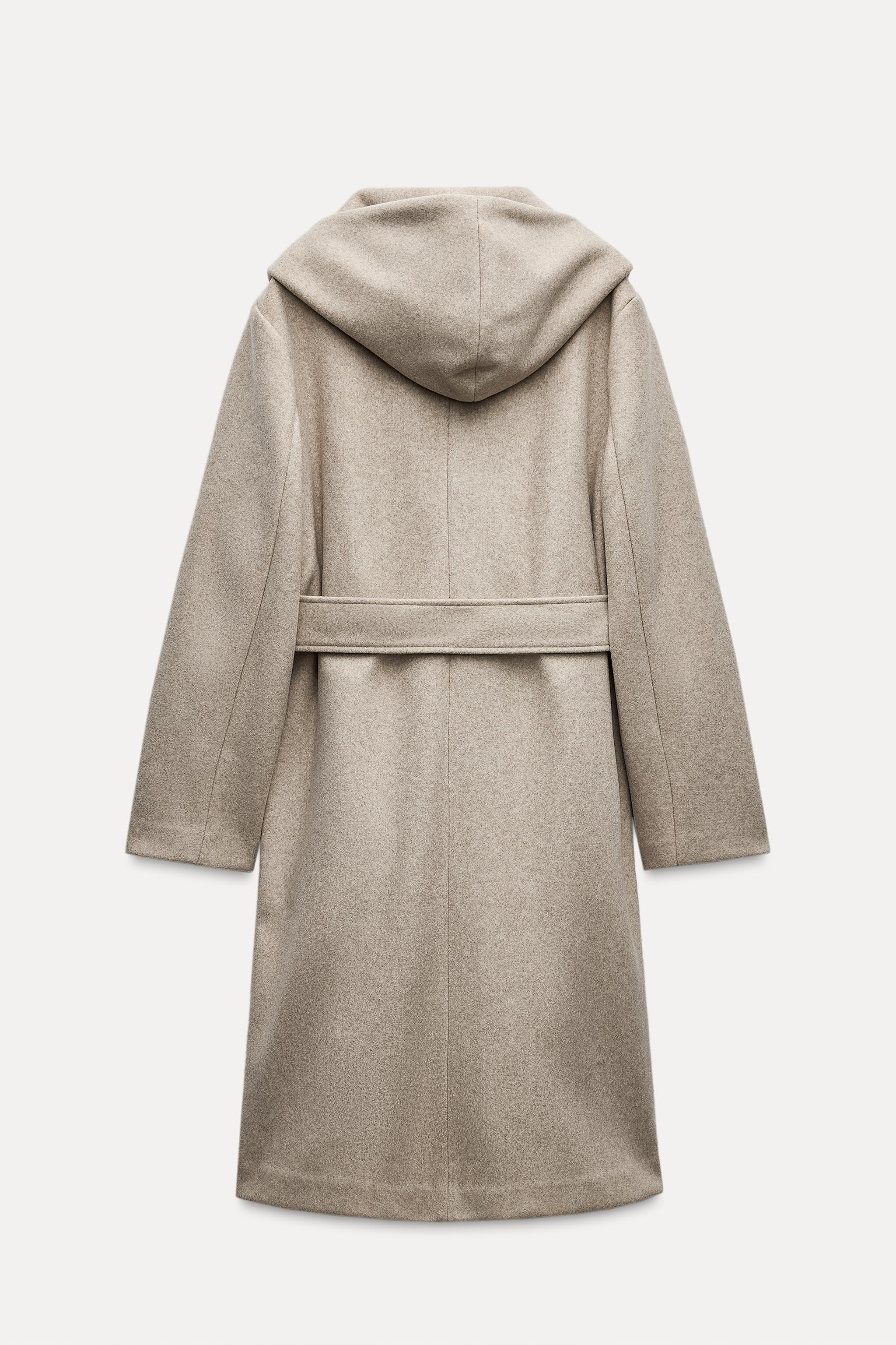 Hooded three quarter length coat zara best sale