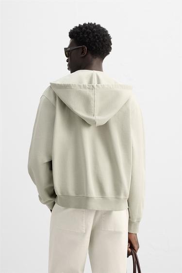 WASHED ZIP-UP HOODIE - Light beige by Zara - Image 2