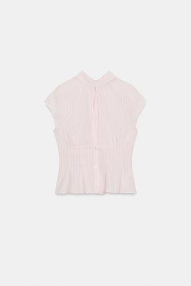 TOP POPELINE OUVERTURE À NŒUD - Rose / Blanc de Zara - Image 4