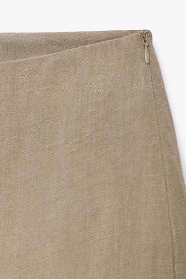 JUPE NUISÉE MIDI BRODÉE - Marron / Taupe de Zara - Image 3