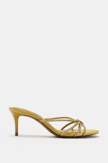 Zara HEELED SANDALS WITH APPLIQUÉS - Green - Image 0
