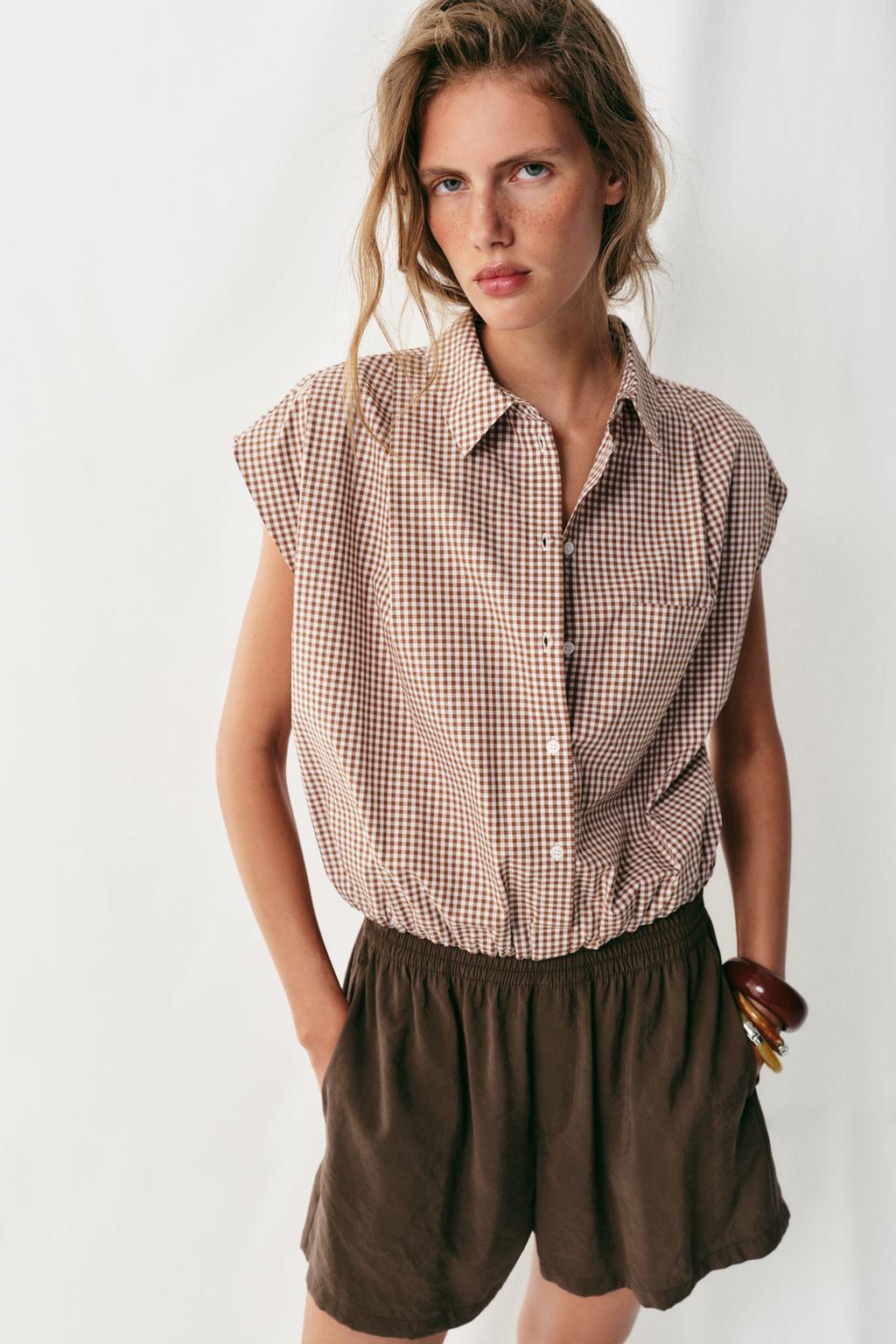 CROPPED GINGHAM SHIRT