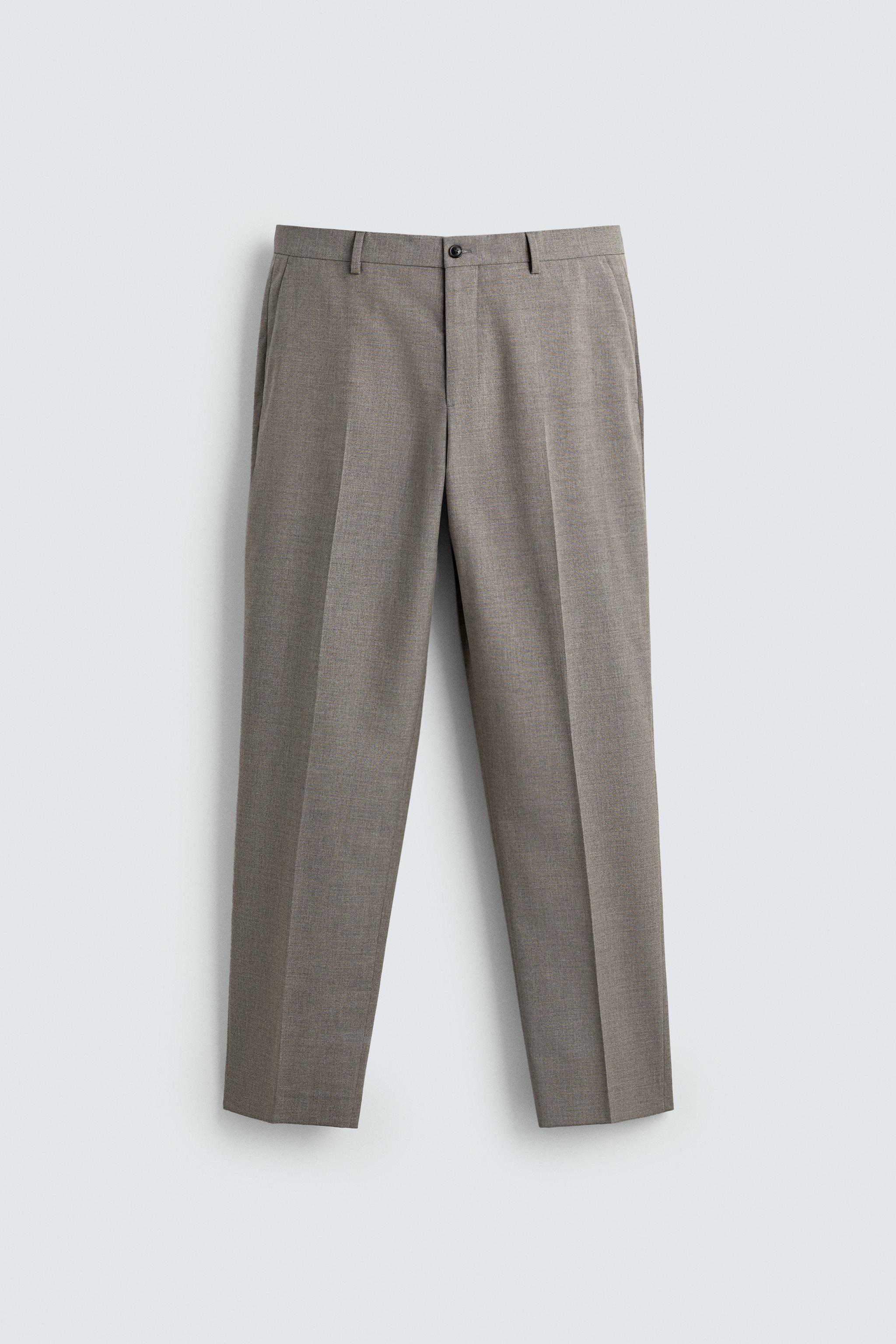 REGULAR FIT TEXTURED SUIT PANTS