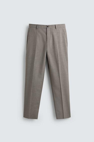 REGULAR FIT TEXTURED SUIT TROUSERS - Beige by Zara