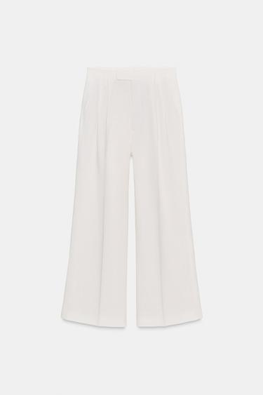 CALÇA COM PREGAS ZW COLLECTION - Cru da Zara - Imagem 0