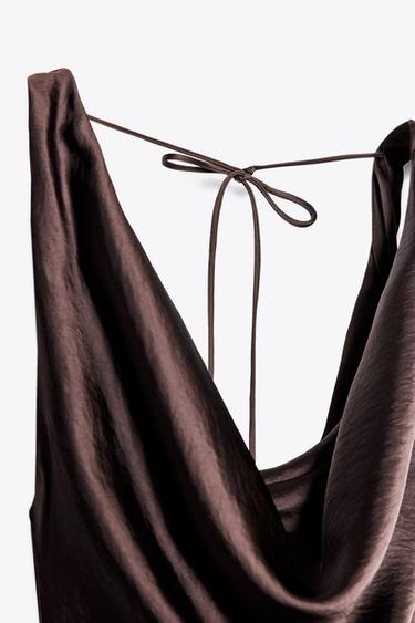 ROBE LONGUE SATINÉE ZW COLLECTION - Marron de Zara - Image 7