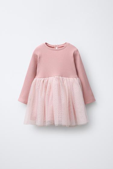 CONTRAST TULLE GLITTER DRESS - Pastel pink by Zara