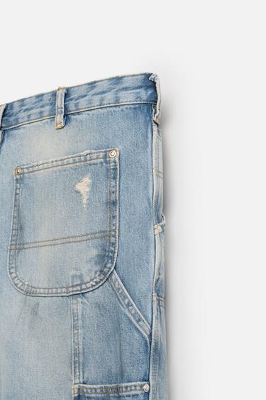 RIPPED STRAIGHT-LEG CARPENTER JEANS - Blue by Zara - Image 10