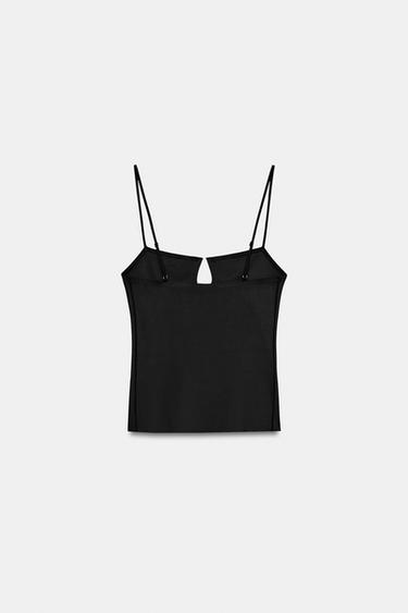 TOP POLYAMIDE À OUVERTURE - Noir de Zara - Image 5