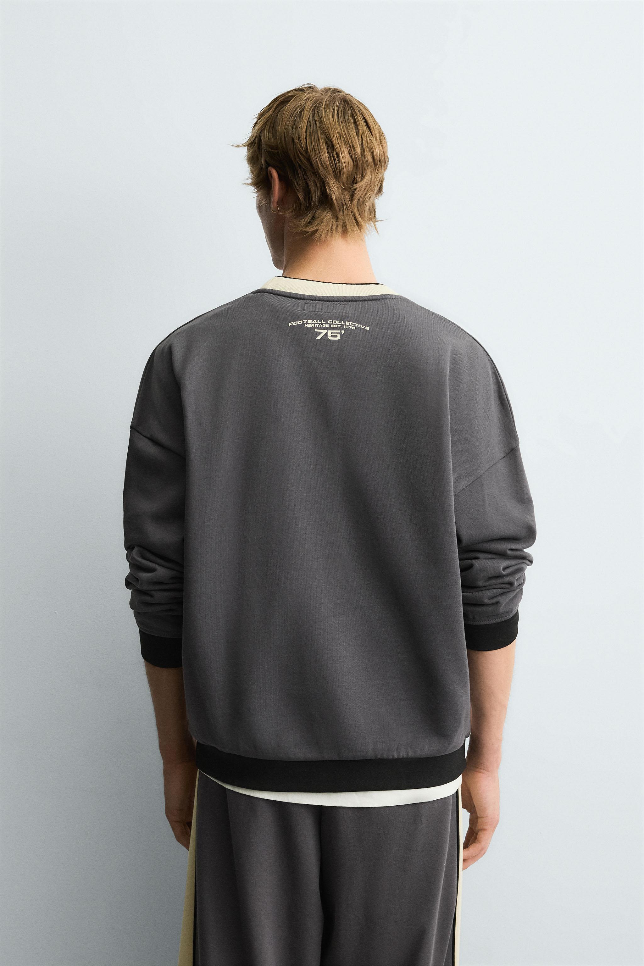 COLOR BLOCK PRINTED SWEATSHIRT - Anthracite grey | ZARA