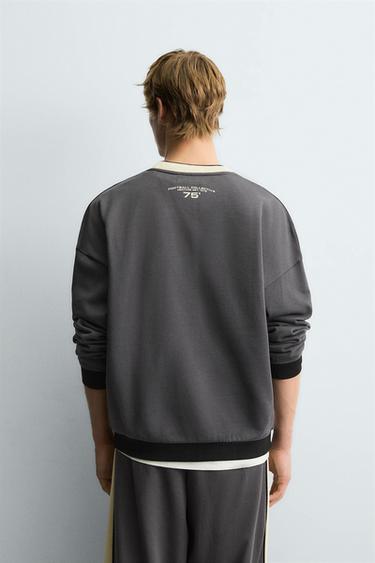 COLOUR BLOCK PRINT SWEATSHIRT - Anthracite grey by Zara