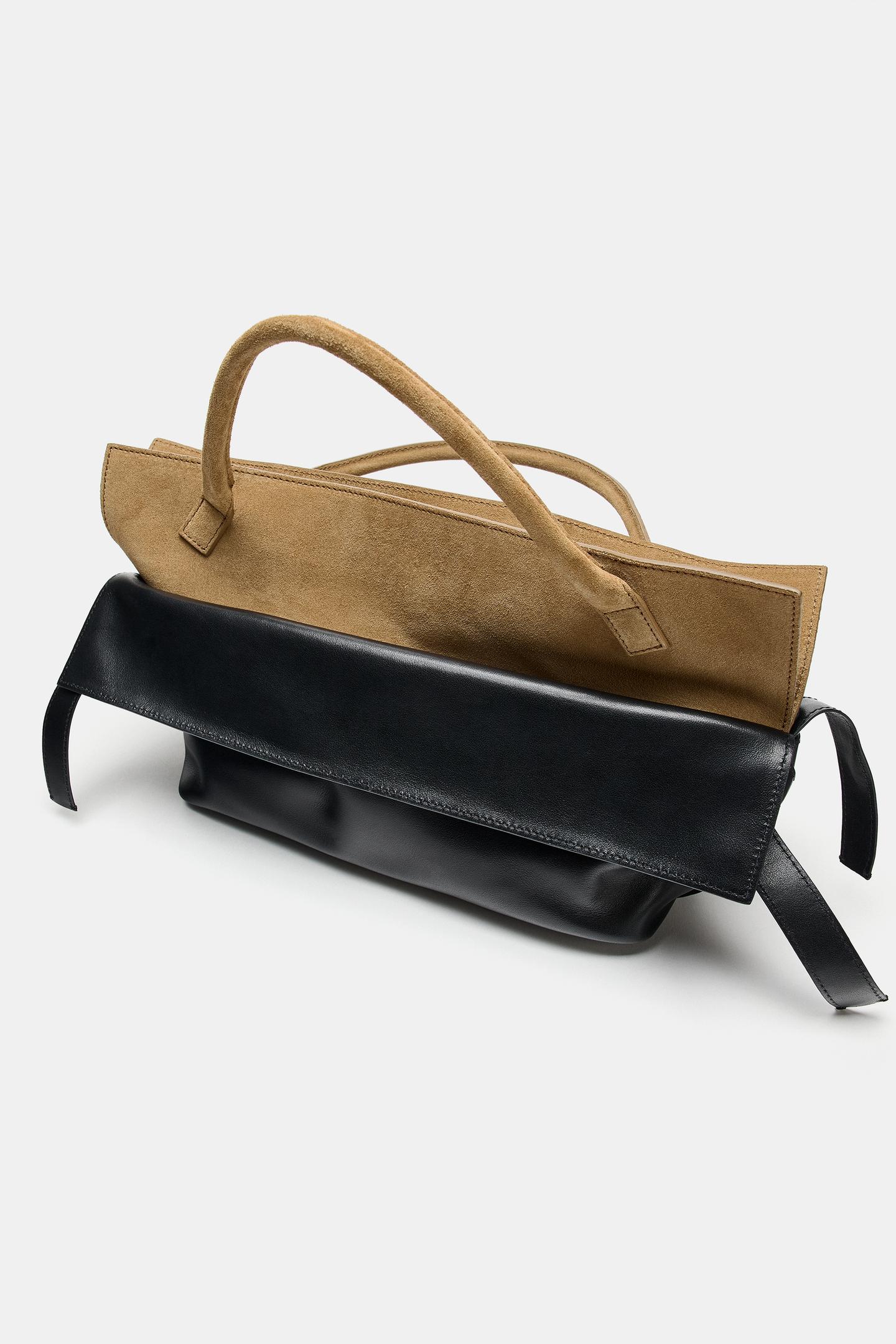 Женская сумка Zara Leather Flap, цвет: Чёрный — фото 5