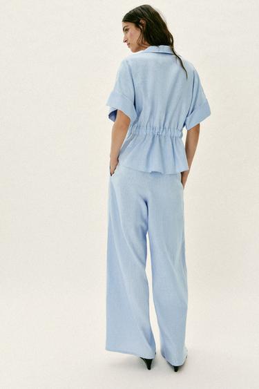 CHEMISE SAFARI AVEC LIN - Bleu clair de Zara - Image 4