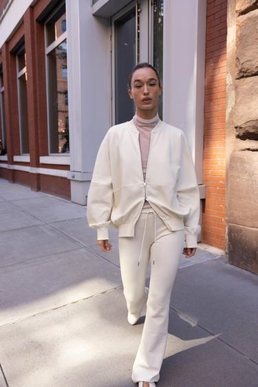 INTERLOCK FLARE TROUSERS - Ecru by Zara