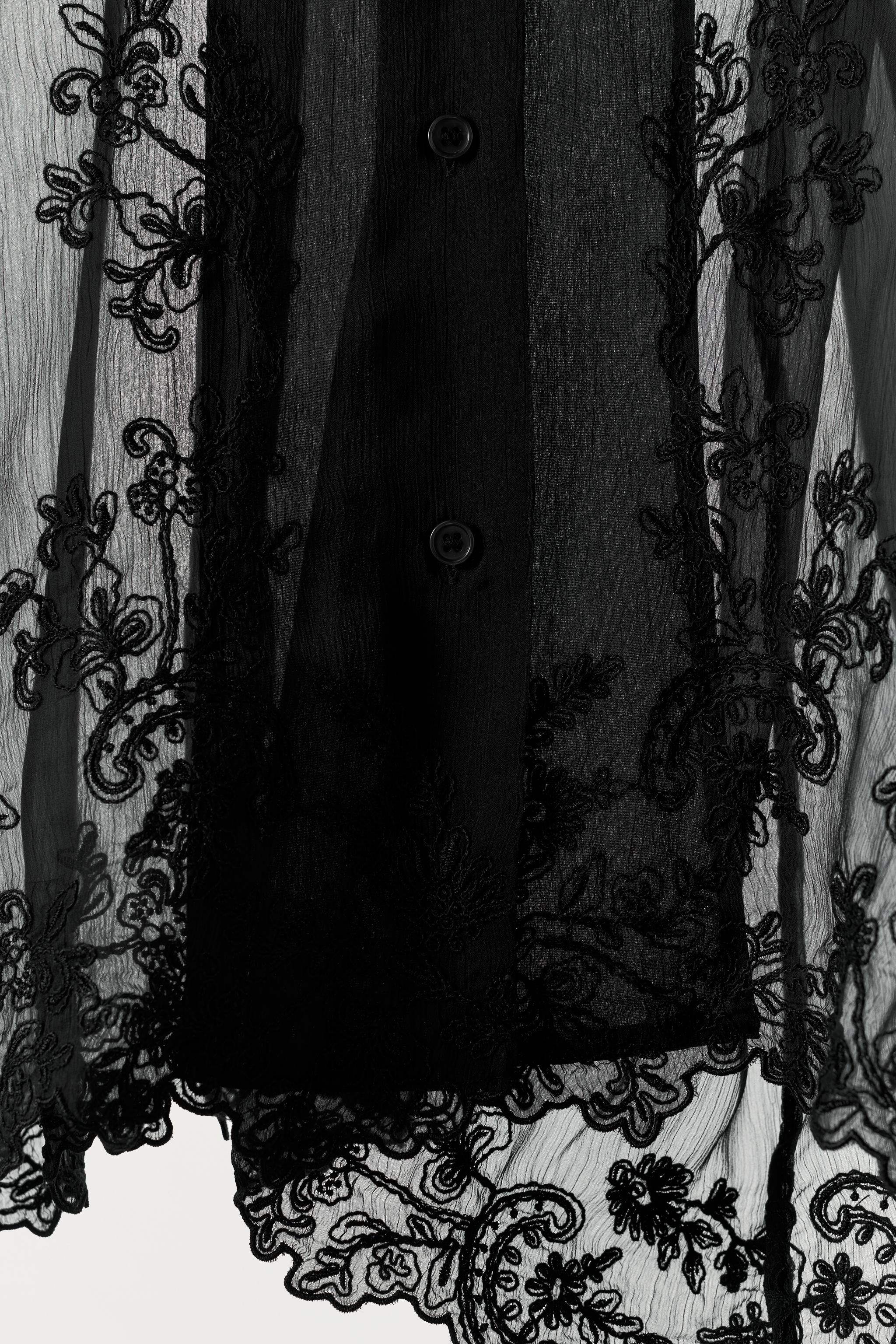 SEMI-SHEER EMBROIDERED BLOUSE