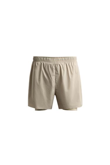 PANTALONES CORTOS RUNNING 2 EN 1 - Gris / Beige de Zara