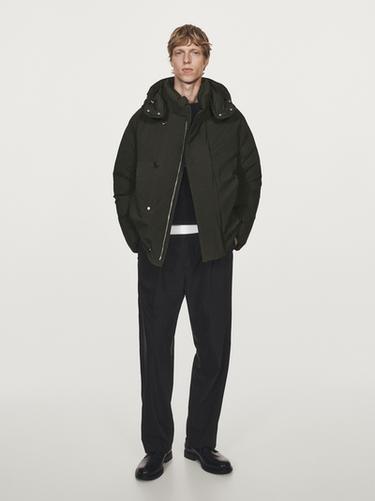 Zara Short puffer parka in a feather and down blend - Dark green
