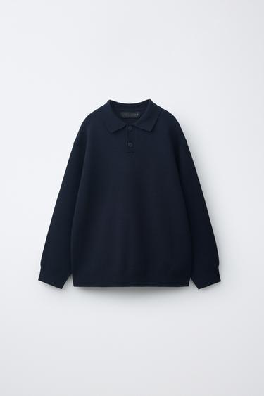 JERSEY POLO LISO - Gris / Azul de Zara - Imagen 0