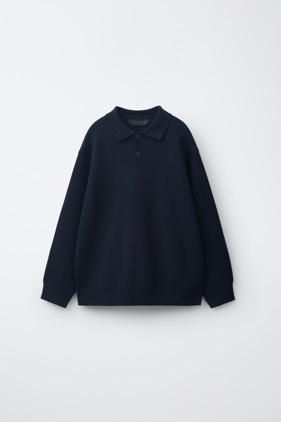 JERSEY POLO LISO - Gris / Azul de Zara - Imagen 0