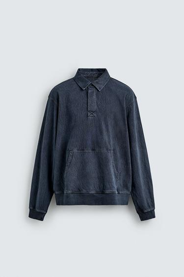 POLO REGULAR FIT EFFET DÉLAVÉ - Bleu de Zara