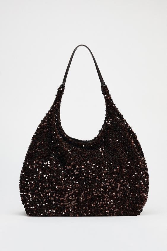 SEQUIN TOTE BAG - Brown | ZARA Singapore