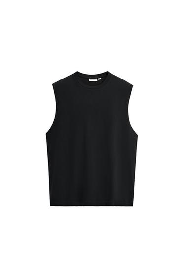 COTTON TANK T-SHIRT - Dark navy by Zara