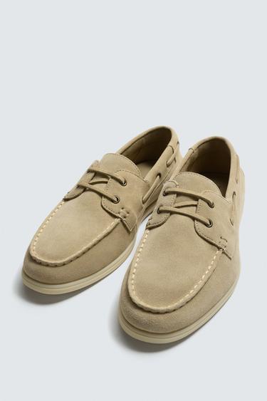 LEATHER DECK SHOES - Beige by Zara - Image 1