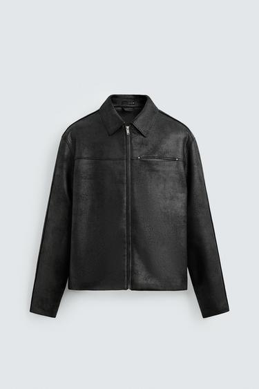 CAZADORA EFECTO PIEL LAVADA - Negro de Zara