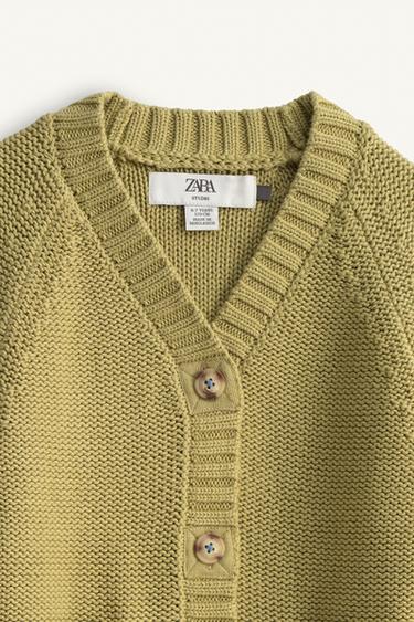 GILET EN MAILLE SURPIQÛRES BRODÉES ÉDITION LIMITÉE - vert délavé de Zara - Image 6