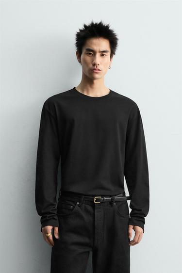 CAMISETA MERCERIZADA MANGA LARGA LIMITED EDITION - Negro de Zara