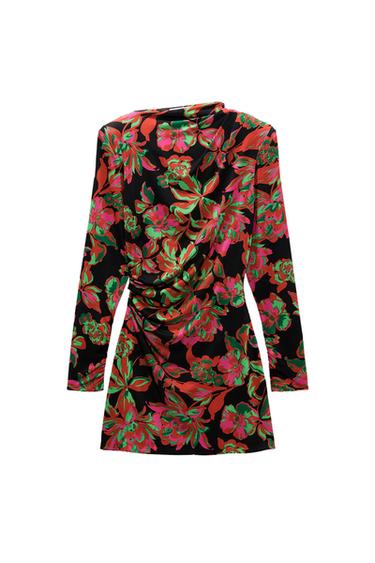PRINTED DRAPED DRESS