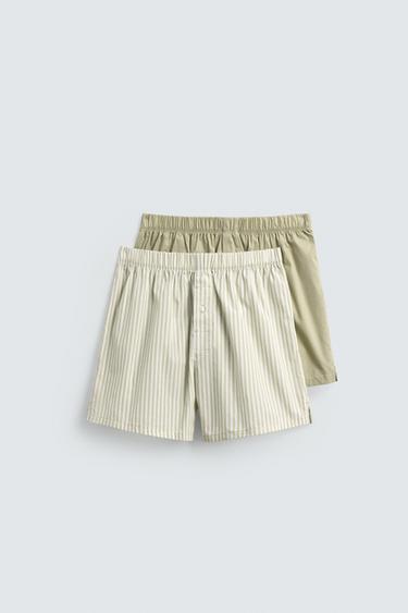 ポプリンボクサーパンツ2枚組ライトグリーンZaraのポプリンボクサーパンツ2枚組 - ライトグリーン 