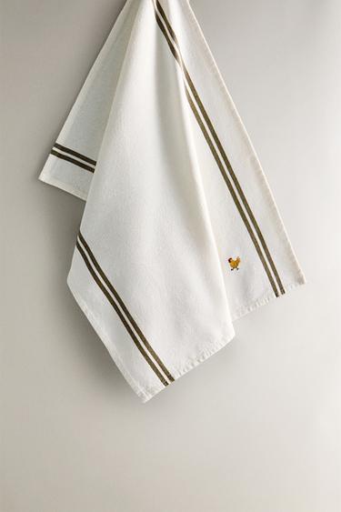 EMBROIDERED TEA TOWEL - Green by Zara